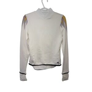 Adidas COLD. RDY Long Sleeve Mock Neck Athletic Top White Womens Small Training